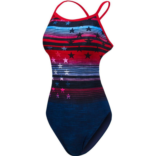 TYR Women’s Liberty Diamondfit Swimsuit – Red/White/Blue
