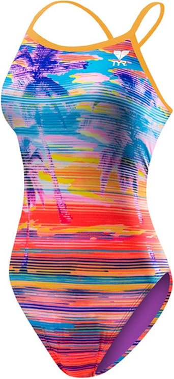 TYR Women’s Laguna Crosscutfit Tieback Swimsuit – Orange/Multi: